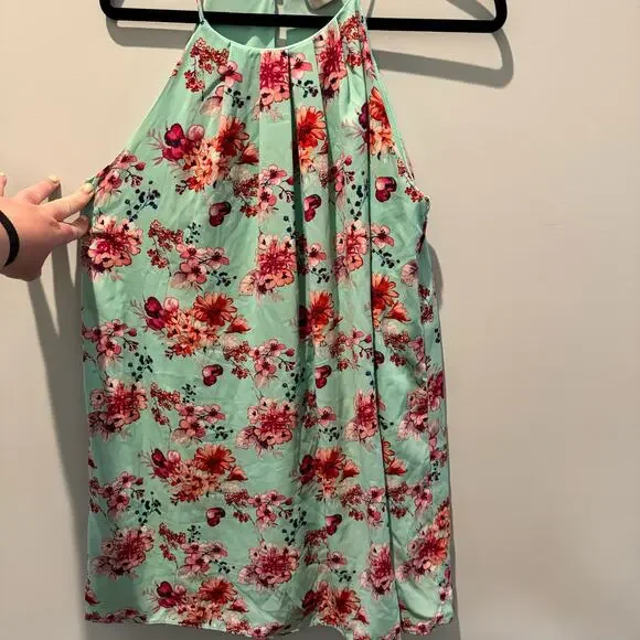 NYMPHE - Romantic Beachy Green Floral Dress | Size L - Picture 4 of 15